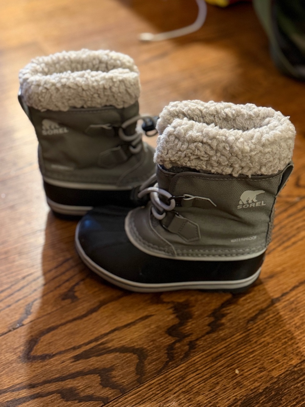 Sorel Kids Waterproof Winter Boots - Gray with Shearling Collar